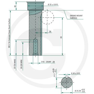 Motor LONCIN LC2P82F - 21 CP - ax: Ø 25,40mm - lungime ax: 80mm
